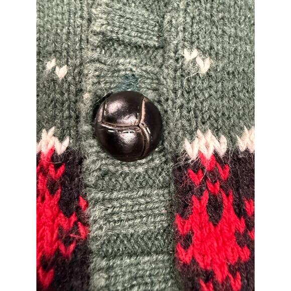 Vintage Kitestrings Cardigan Sweater Sz 7 Nordic Snowflakes Deer Red Green - Picture 6 of 8